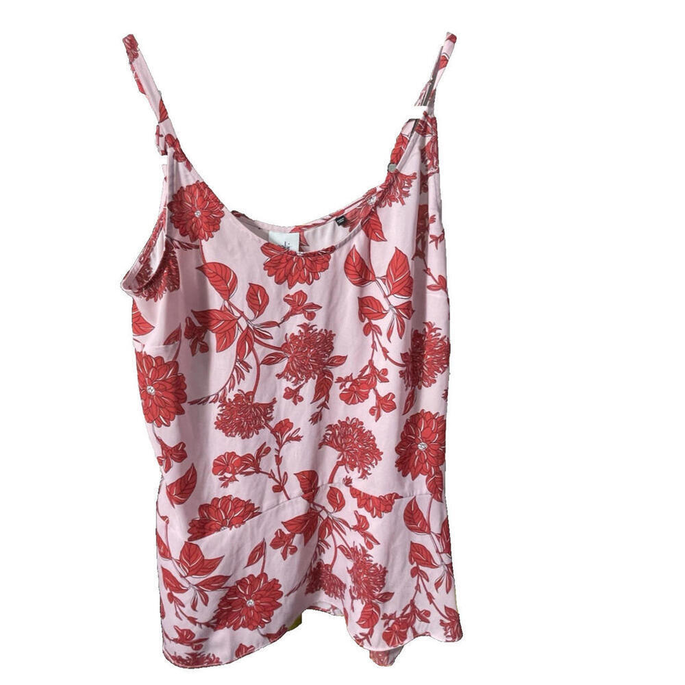 CAbi Womens Blouse Adore Cami Tank Top Floral Sz M Cottage Bohemian Pink Red